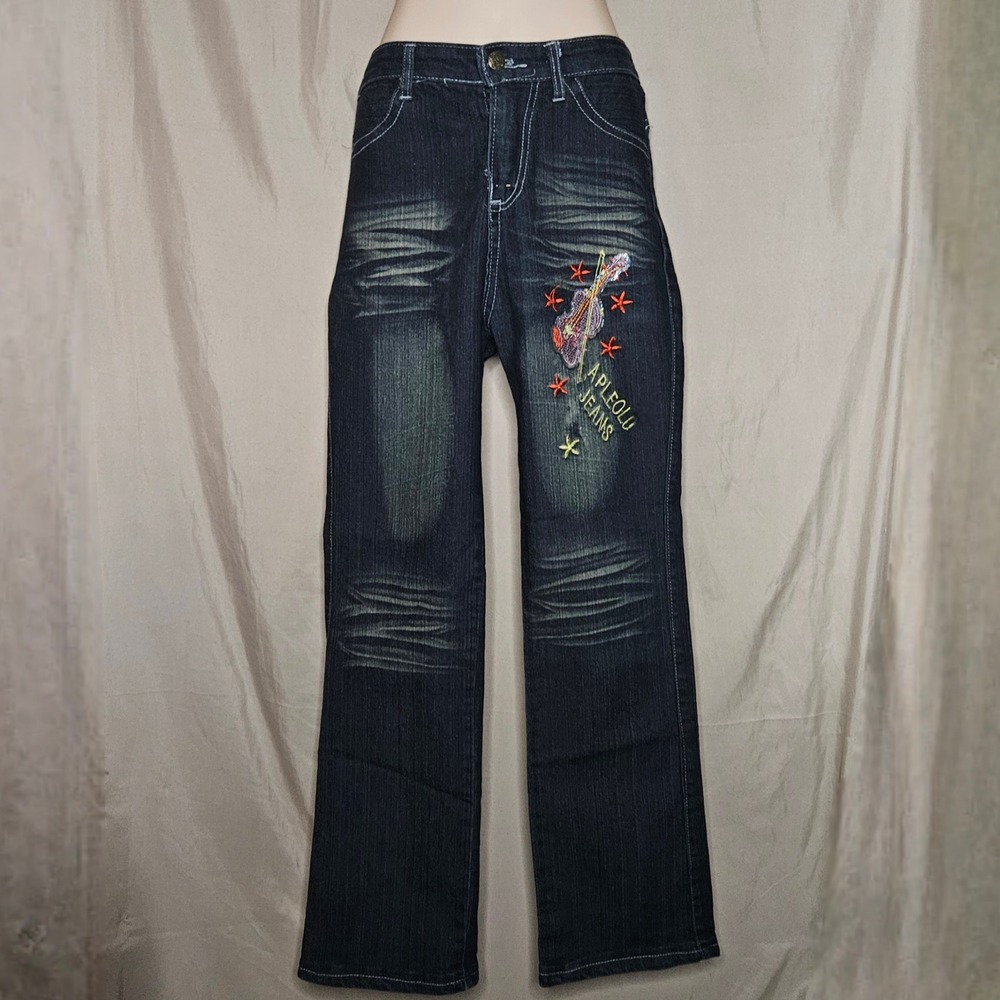 Y2k Women's Dark Wash Denim‎ Custom Made Embroidered Jeans